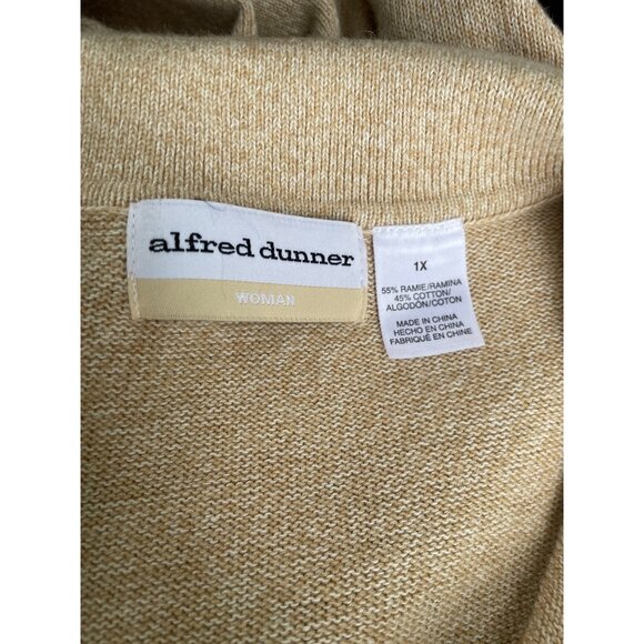 Alfred Dunner Womens 1X Beige Floral Embroidered Short Sleeve Knit Top With Coll - Picture 5 of 9